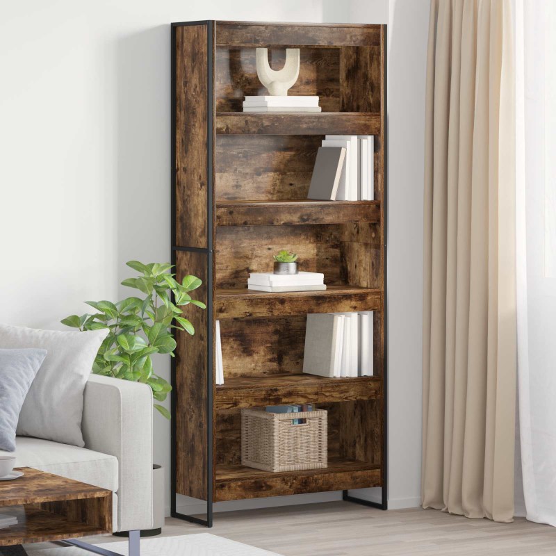vidaXL Βιβλιοθήκη 80 x 30 x 189,5 εκ Επεξεργασμένο Ξύλο Καπνιστό Δρύς
