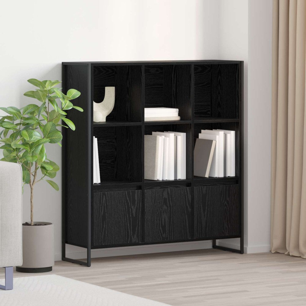 vidaXL Βιβλιοθήκη 99,5 x 30 x 108 εκ. Επεξεργασμένο Ξύλο Μαύρη Οξυά