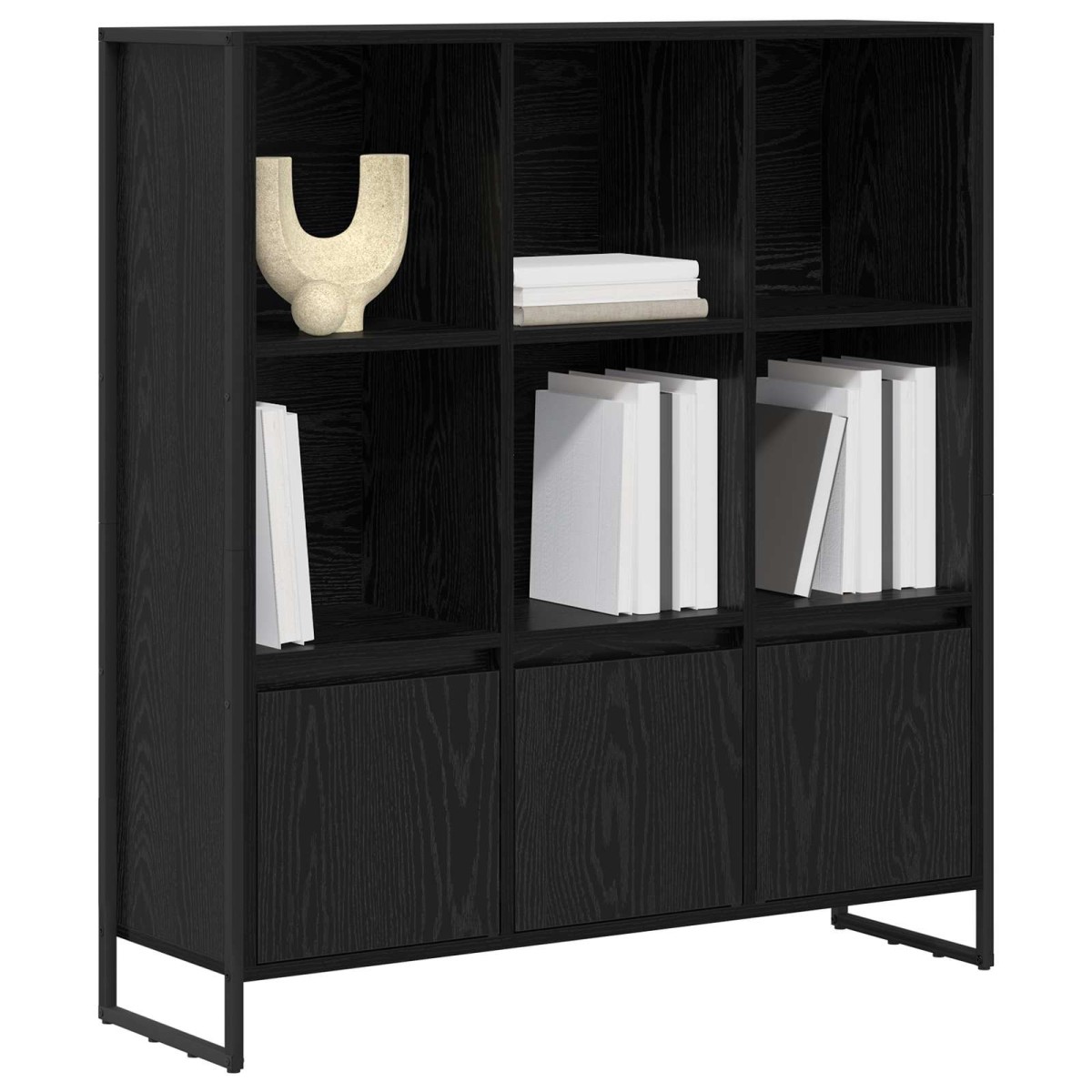 vidaXL Βιβλιοθήκη 99,5 x 30 x 108 εκ. Επεξεργασμένο Ξύλο Μαύρη Οξυά
