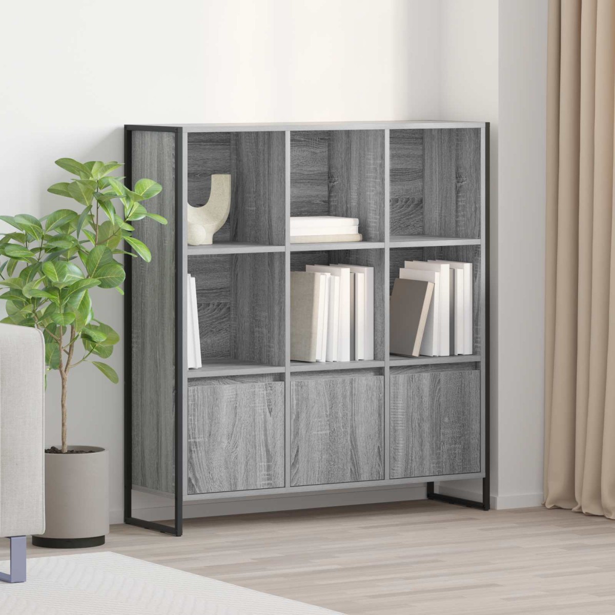 vidaXL Βιβλιοθήκη 99,5 x 30 x 108 εκ. Επεξεργασμένο Ξύλο Γκρίζο Σονομα