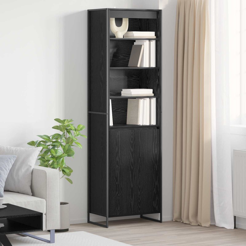 vidaXL Ψηλά Ντουλάπια Μαύρη Οξυά 60 x 36 x 200 εκ. Επεξεργασμένο Ξύλο