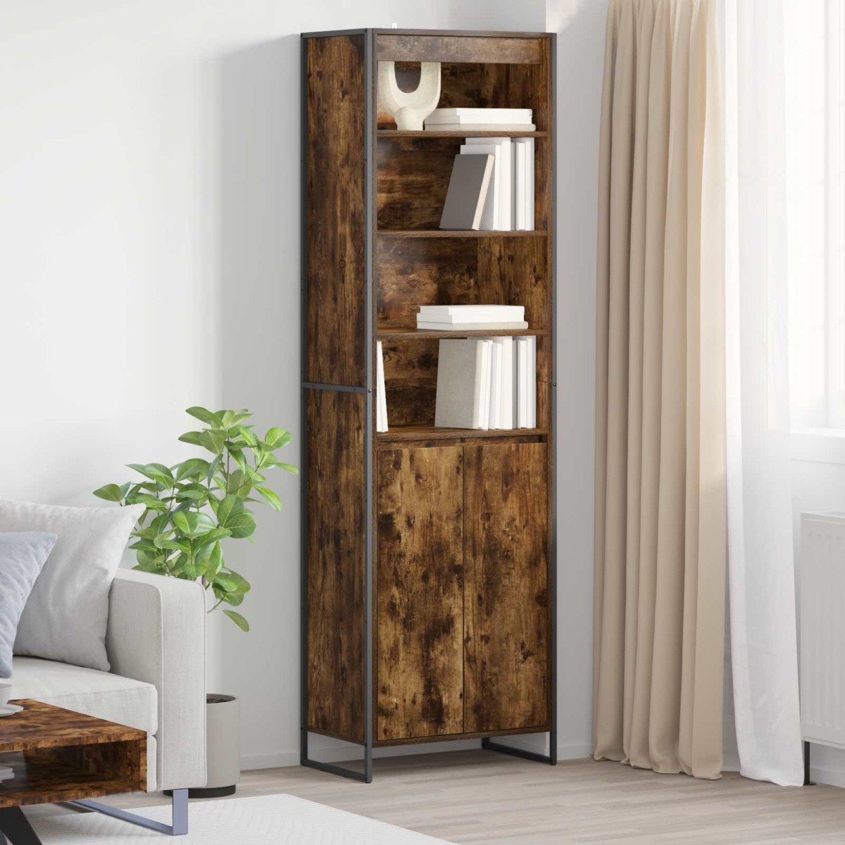 vidaXL Ψηλά Ντουλάπια Καπνιστό Δρύς 60 x 36 x 200 εκ.