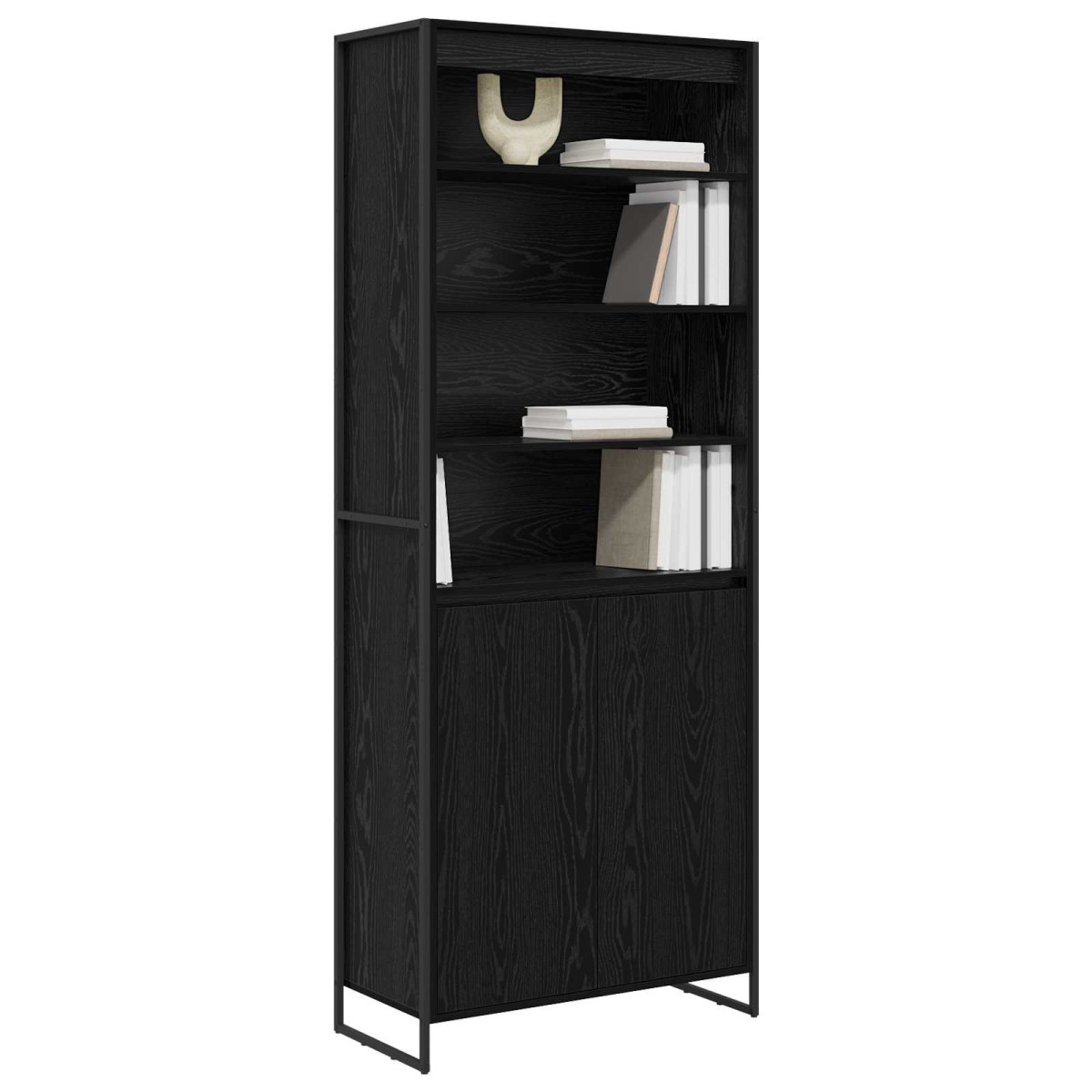 vidaXL Ψηλά Ντουλάπια Μαύρη Οξυά 79 x 36 x 200 εκ. Επεξεργασμένο Ξύλο