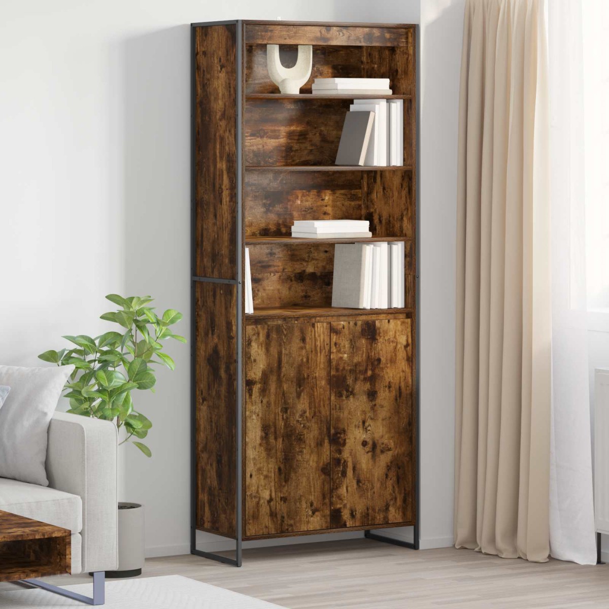 vidaXL Ψηλά Ντουλάπια Καπνιστό Δρύς 79 x 36 x 200 εκ.
