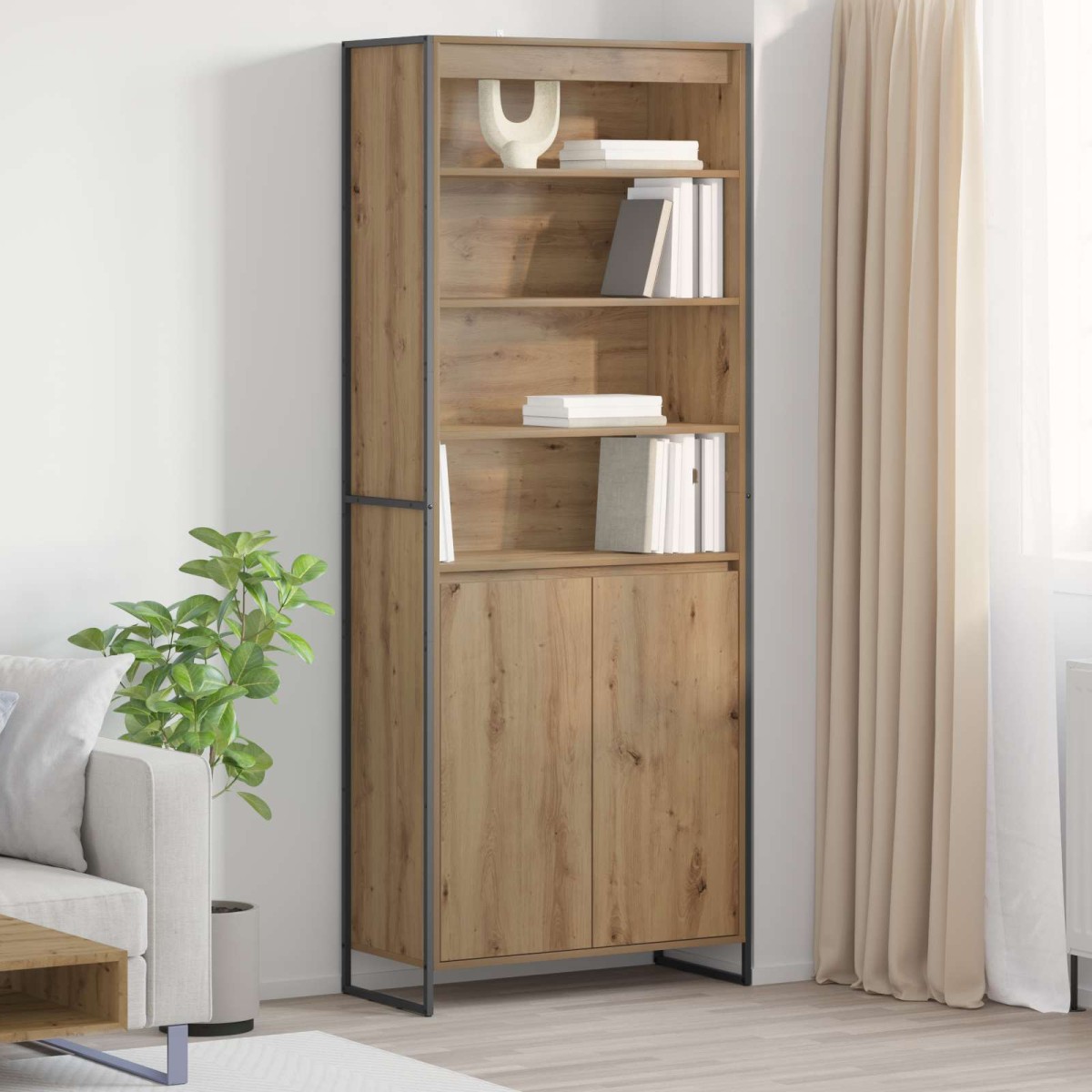 vidaXL Ψηλά Ντουλάπια Καρυδιά Χειροποίητης Εργασίας 79 x 36 x 200 εκ.