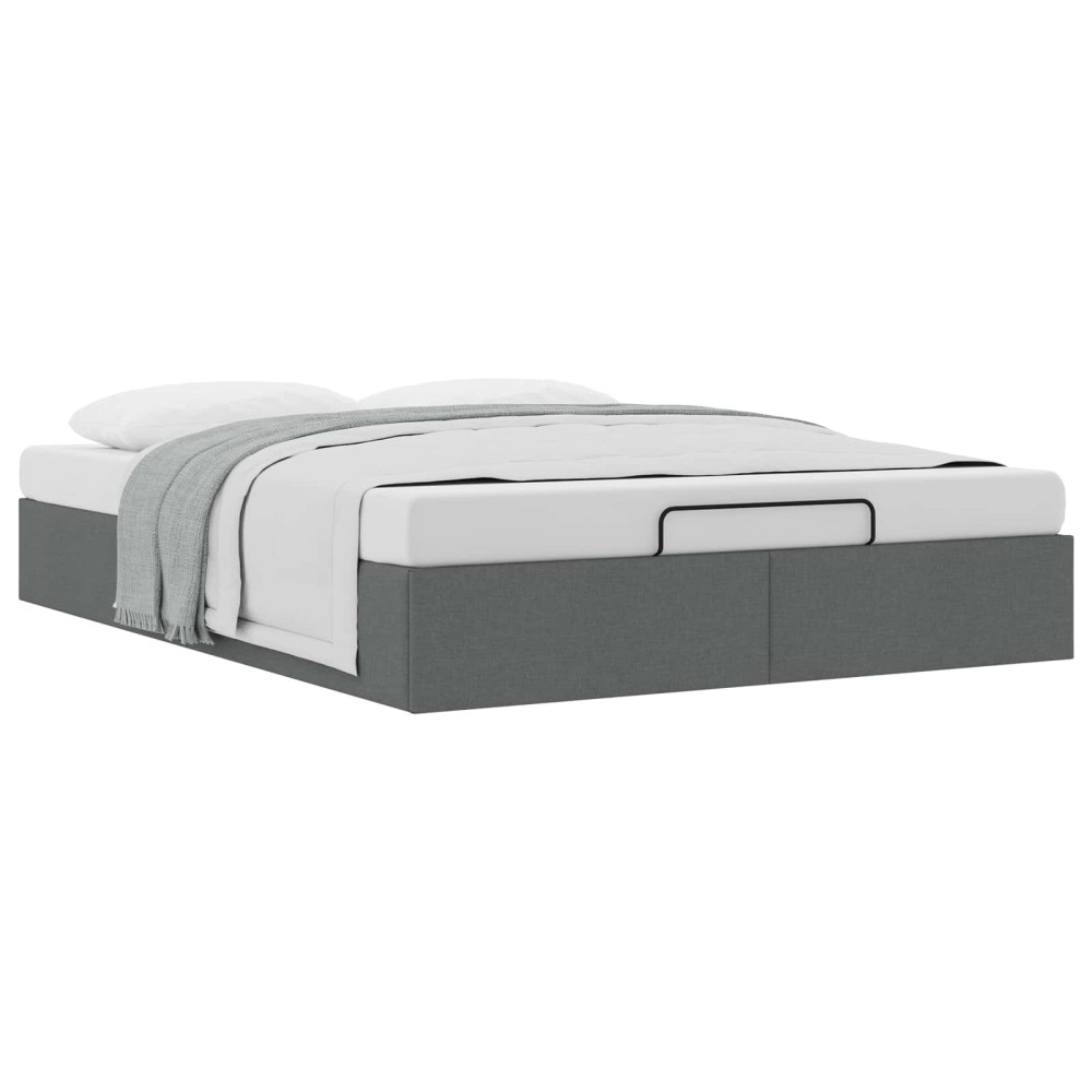 vidaXL Κρεβάτι Οθωμανικού Τύπου Σκούρο Γκρι 153 x 203 cm Ύφασμα