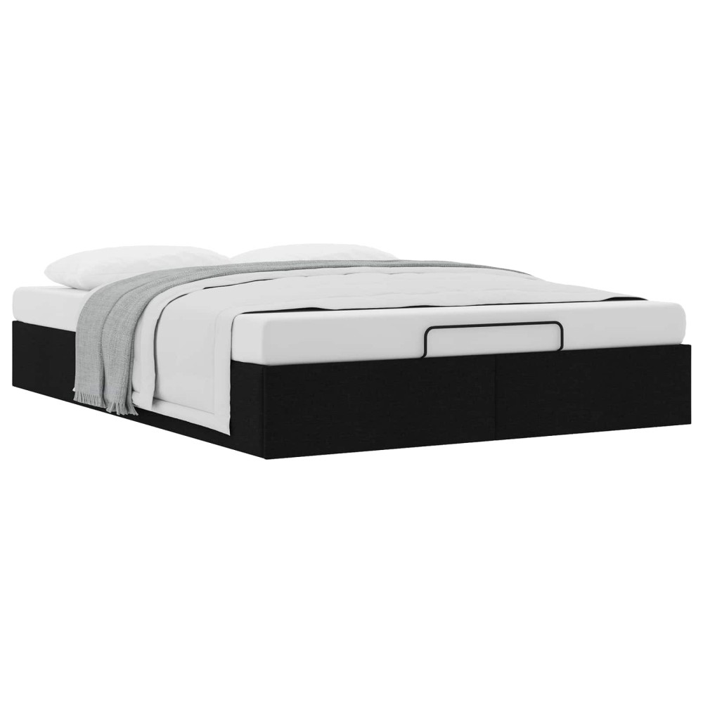 vidaXL Κρεβάτι Οθωμανικού Τύπου Μαύρο 153 x 203 cm Ύφασμα
