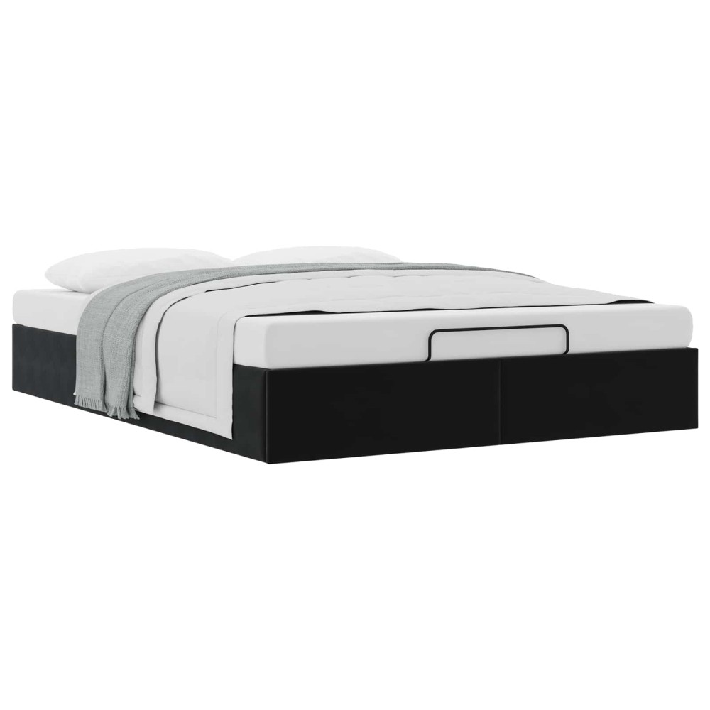 vidaXL Κρεβάτι Οθωμανικού Τύπου Μαύρο 153 x 203 cm Βελούδο