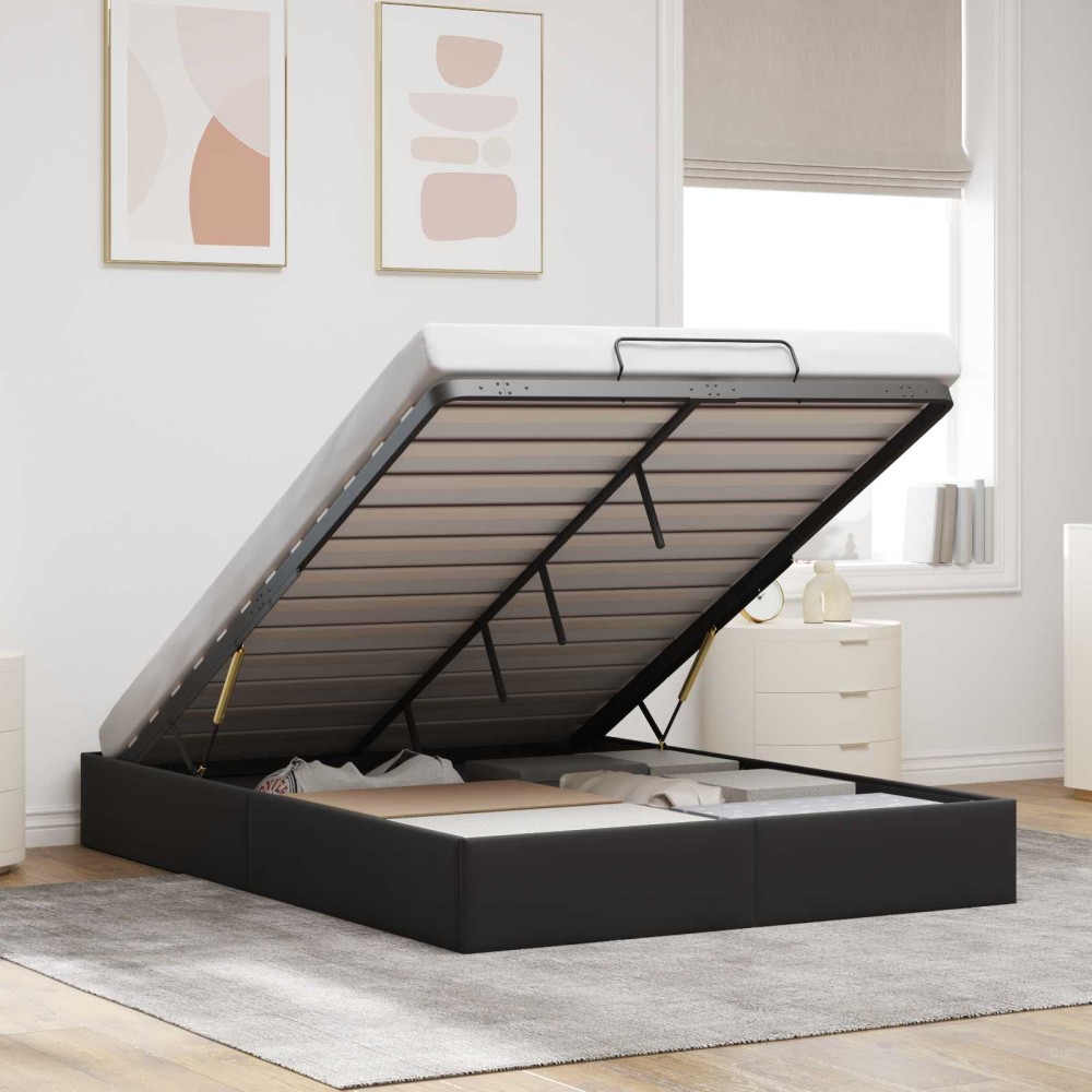 vidaXL Κρεβάτι Οθωμανικού Τύπου Μαύρο 153 x 203 cm Βελούδο