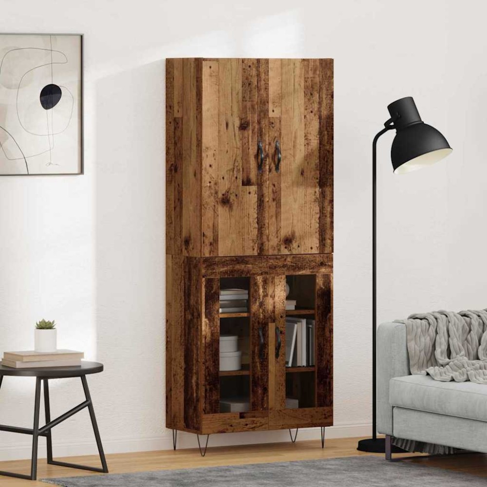 vidaXL Highboard 2 τμχ. Παλιό ξύλο 69,5 x 34 x 180 εκ.
