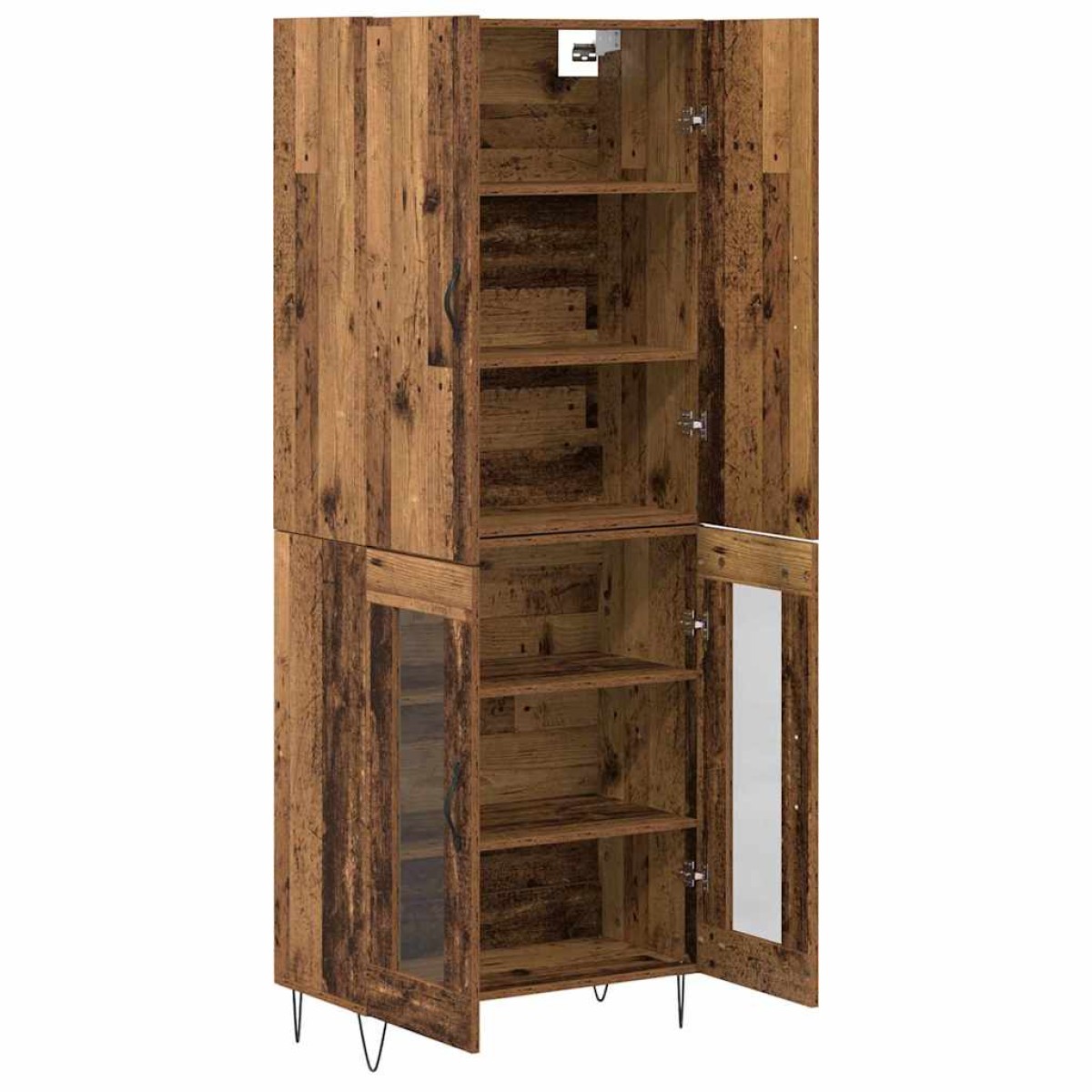 vidaXL Highboard 2 τμχ. Παλιό ξύλο 69,5 x 34 x 180 εκ.