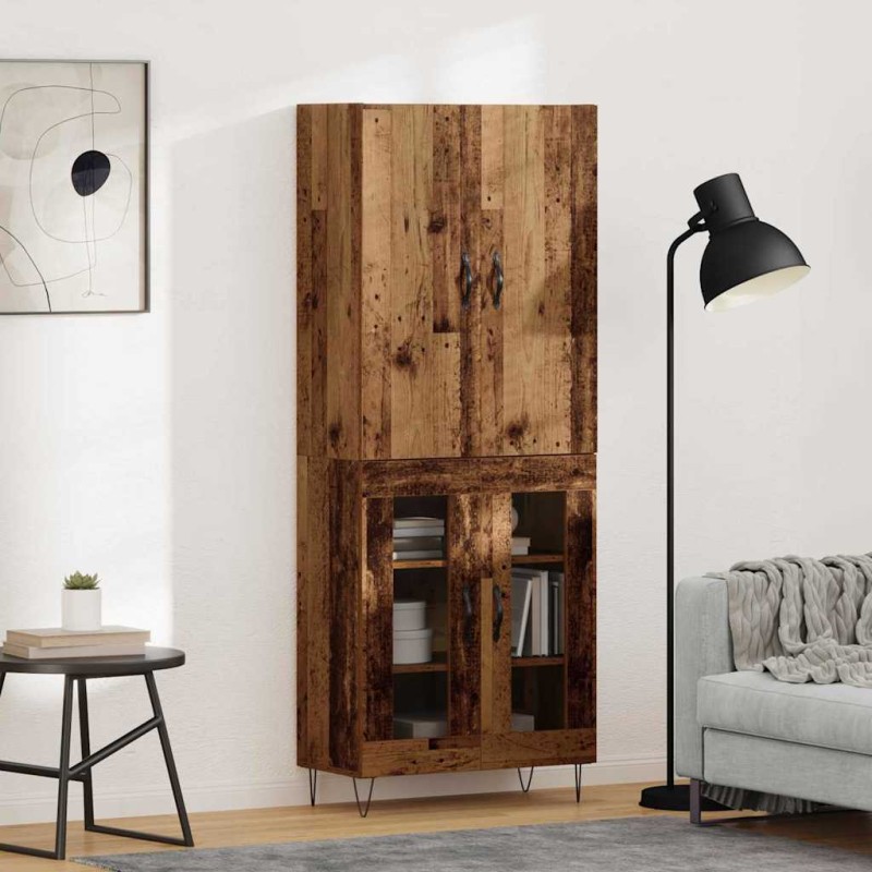 vidaXL Highboard 2 τμχ. Παλιό ξύλο 69,5 x 34 x 180 εκ.