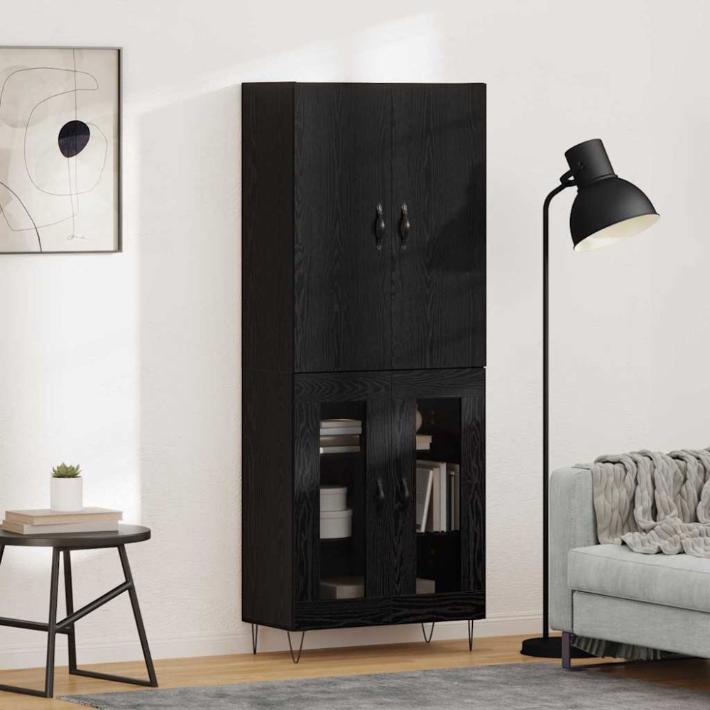vidaXL Highboard 2 τμχ. Μαύρη Οξυά 69,5 x 34 x 180 εκ.