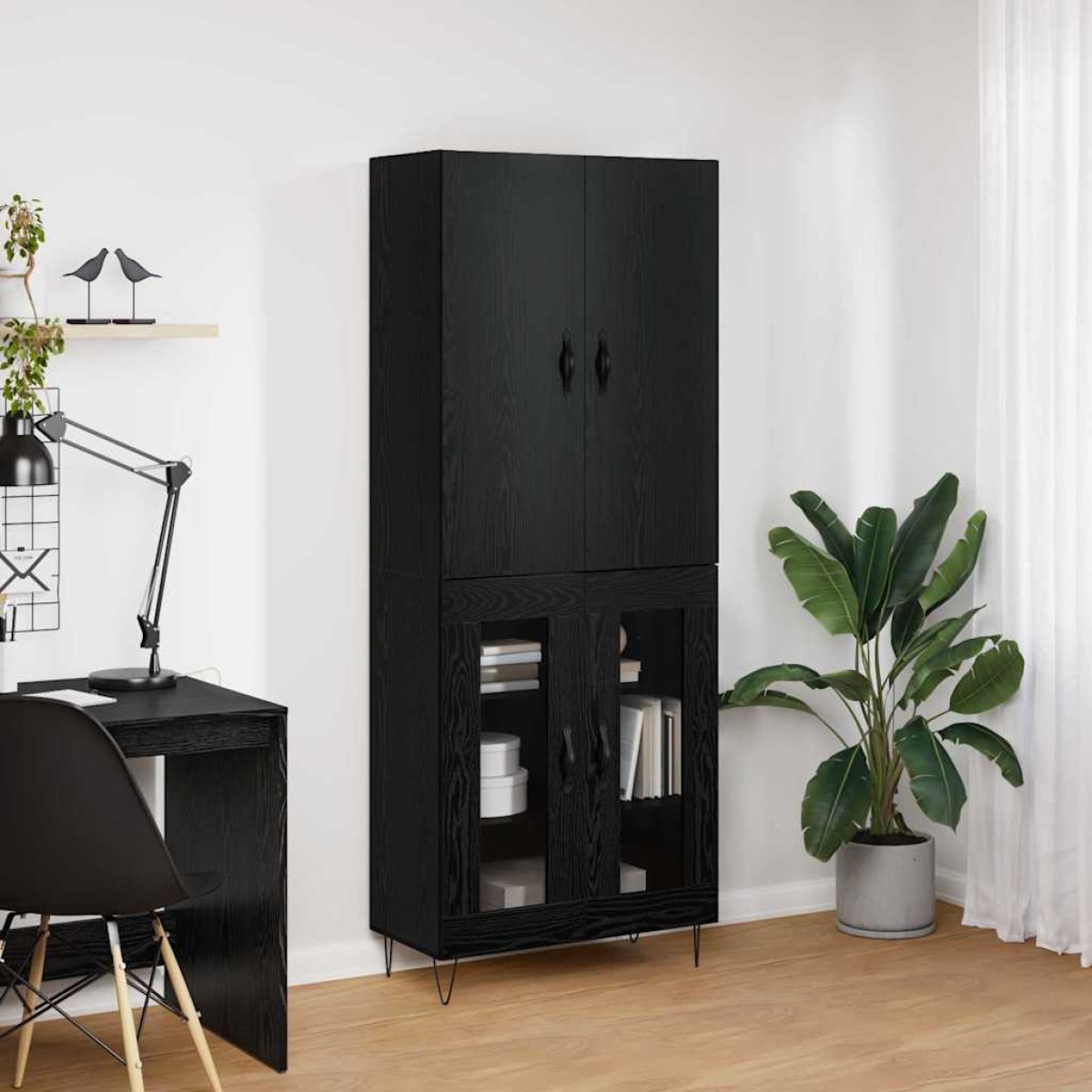 vidaXL Highboard 2 τμχ. Μαύρη Οξυά 69,5 x 34 x 180 εκ.