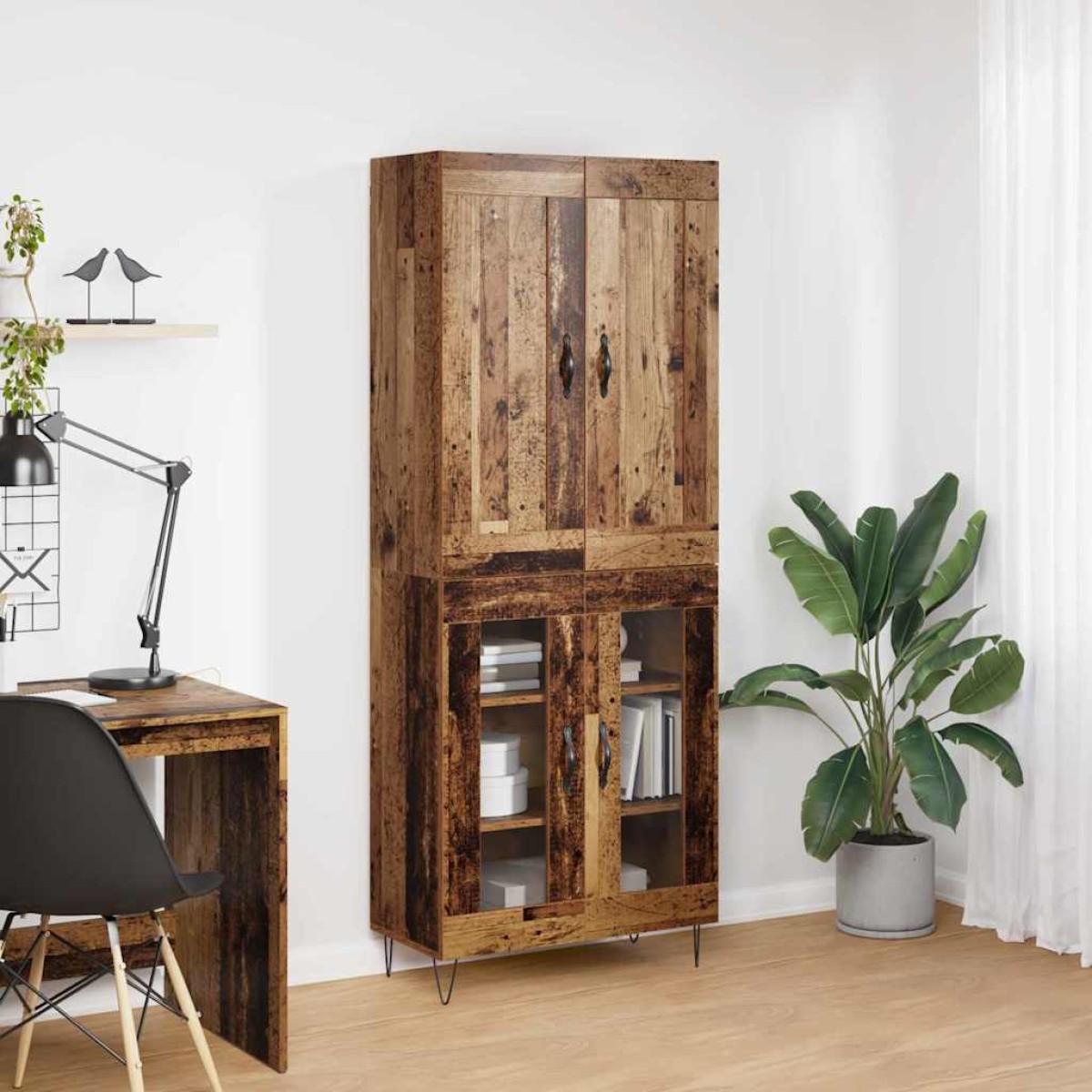vidaXL Highboard Παλιό Ξύλο 69,5 x 34 x 180 εκ. Επεξεργασμένο Ξύλο