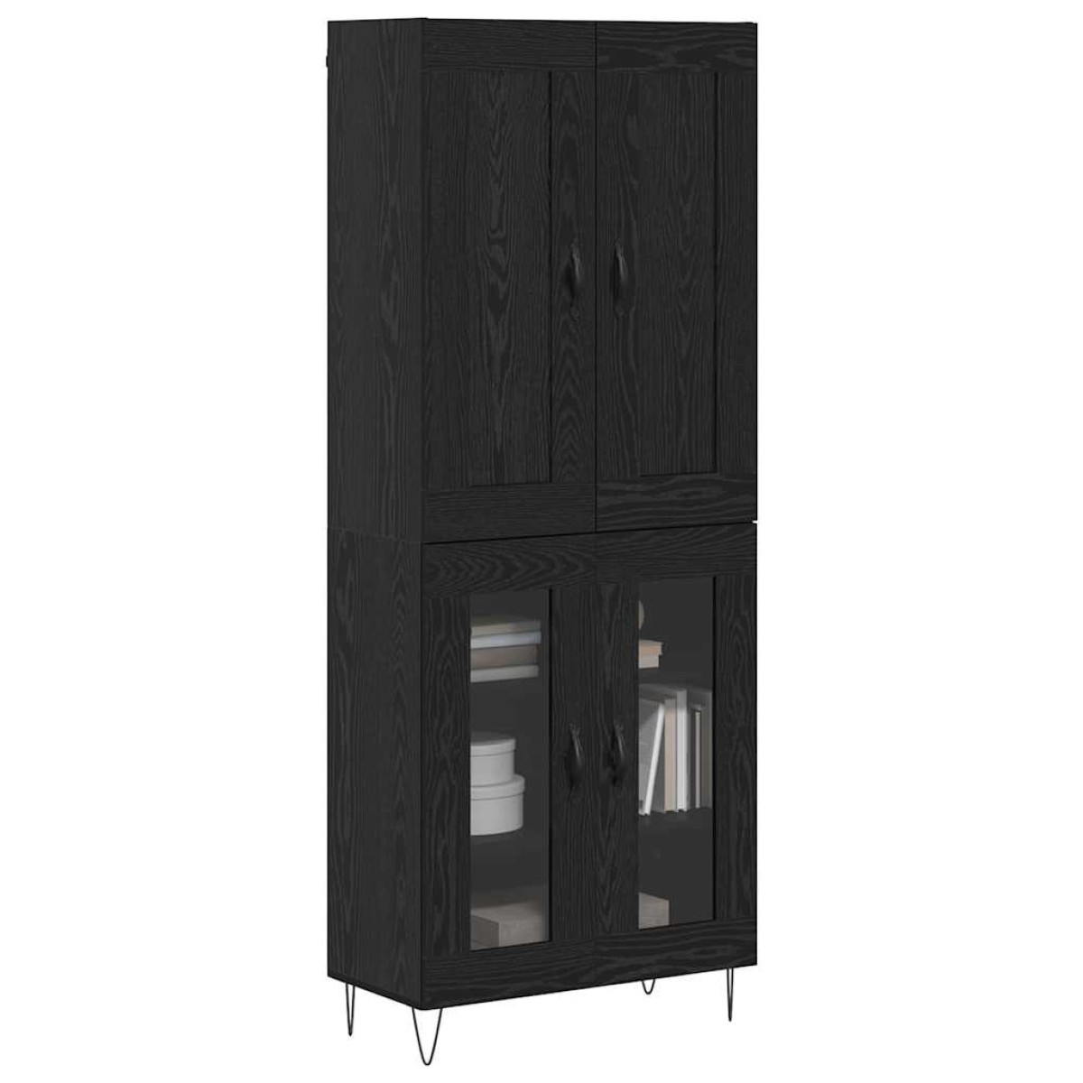 vidaXL Highboard Μαύρη Οξυά 69,5 x 34 x 180 εκ. Επεξεργασμένο Ξύλο
