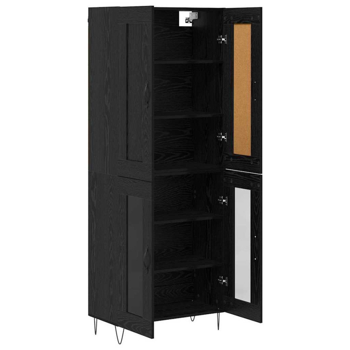 vidaXL Highboard Μαύρη Οξυά 69,5 x 34 x 180 εκ. Επεξεργασμένο Ξύλο