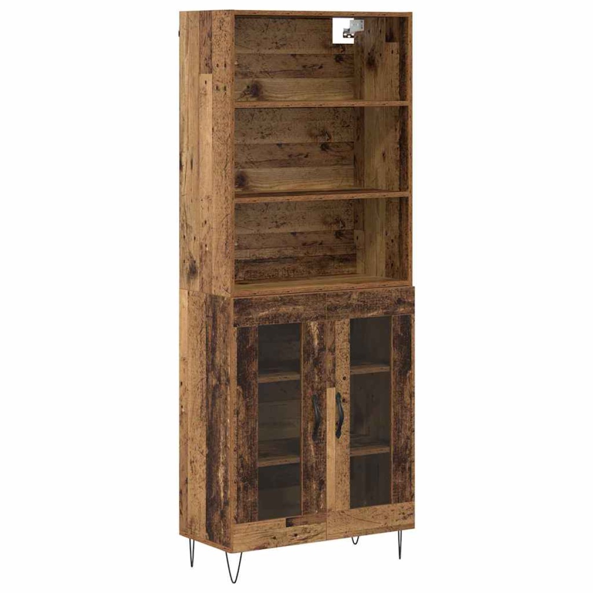 vidaXL Highboard 2 τμχ. Παλιό ξύλο 69,5 x 34 x 180 εκ.