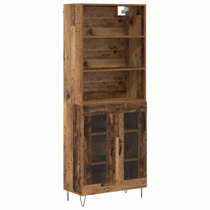 vidaXL Highboard 2 τμχ. Παλιό ξύλο 69,5 x 34 x 180 εκ.