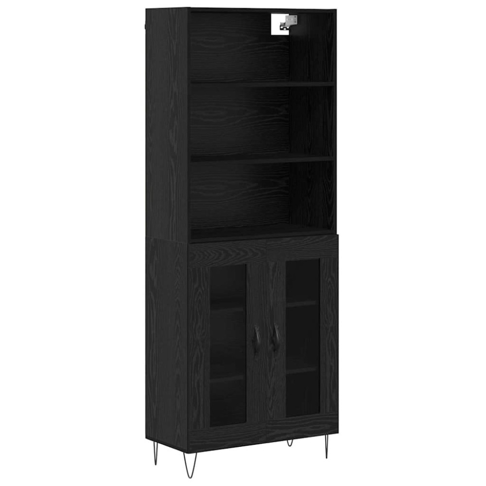 vidaXL Highboard 2 τμχ. Μαύρη Οξυά 69,5 x 34 x 180 εκ.