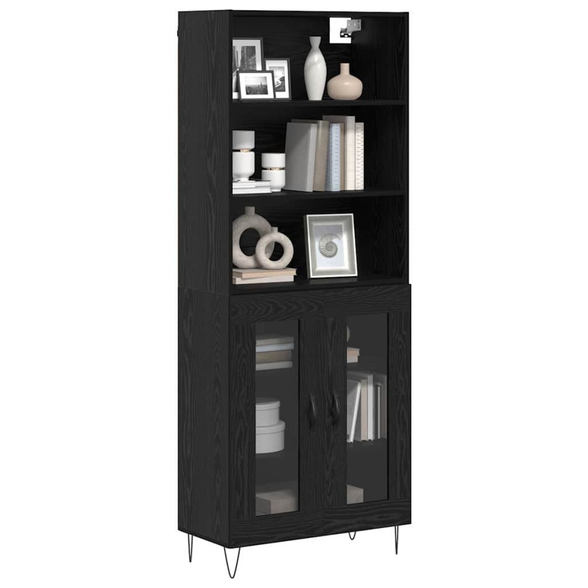 vidaXL Highboard 2 τμχ. Μαύρη Οξυά 69,5 x 34 x 180 εκ.