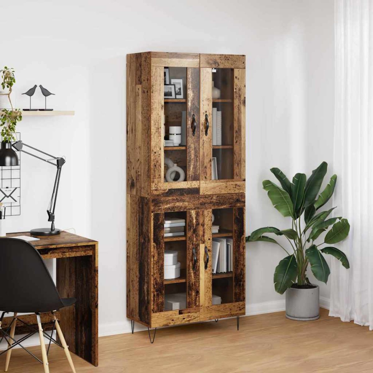 vidaXL Highboard Παλιό Ξύλο 69,5 x 34 x 90 εκ. Επεξεργασμένο Ξύλο