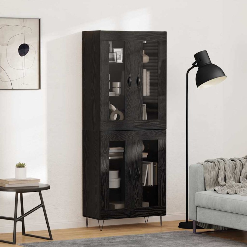 vidaXL Highboard Μαύρη Οξυά 69,5 x 34 x 90 εκ. Επεξεργασμένο Ξύλο