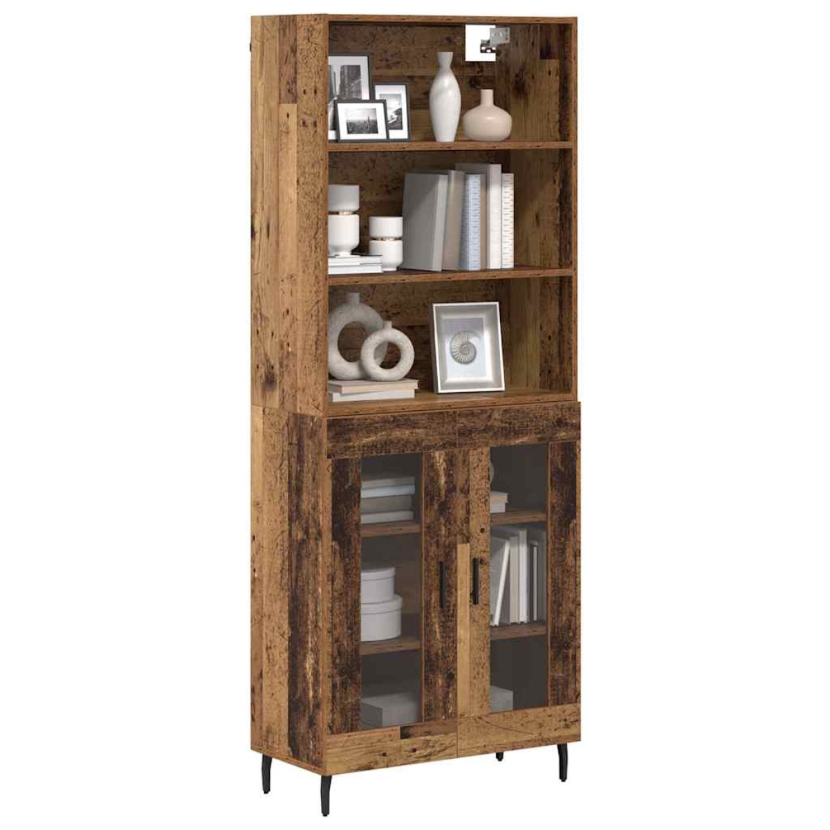 vidaXL Highboard 2 τμχ. Παλιό Ξύλο 69,5 x 32,5 x 180 εκ