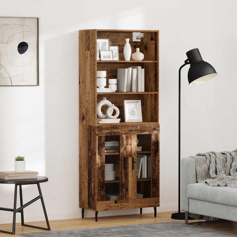vidaXL Highboard 2 τμχ. Παλιό Ξύλο 69,5 x 32,5 x 180 εκ