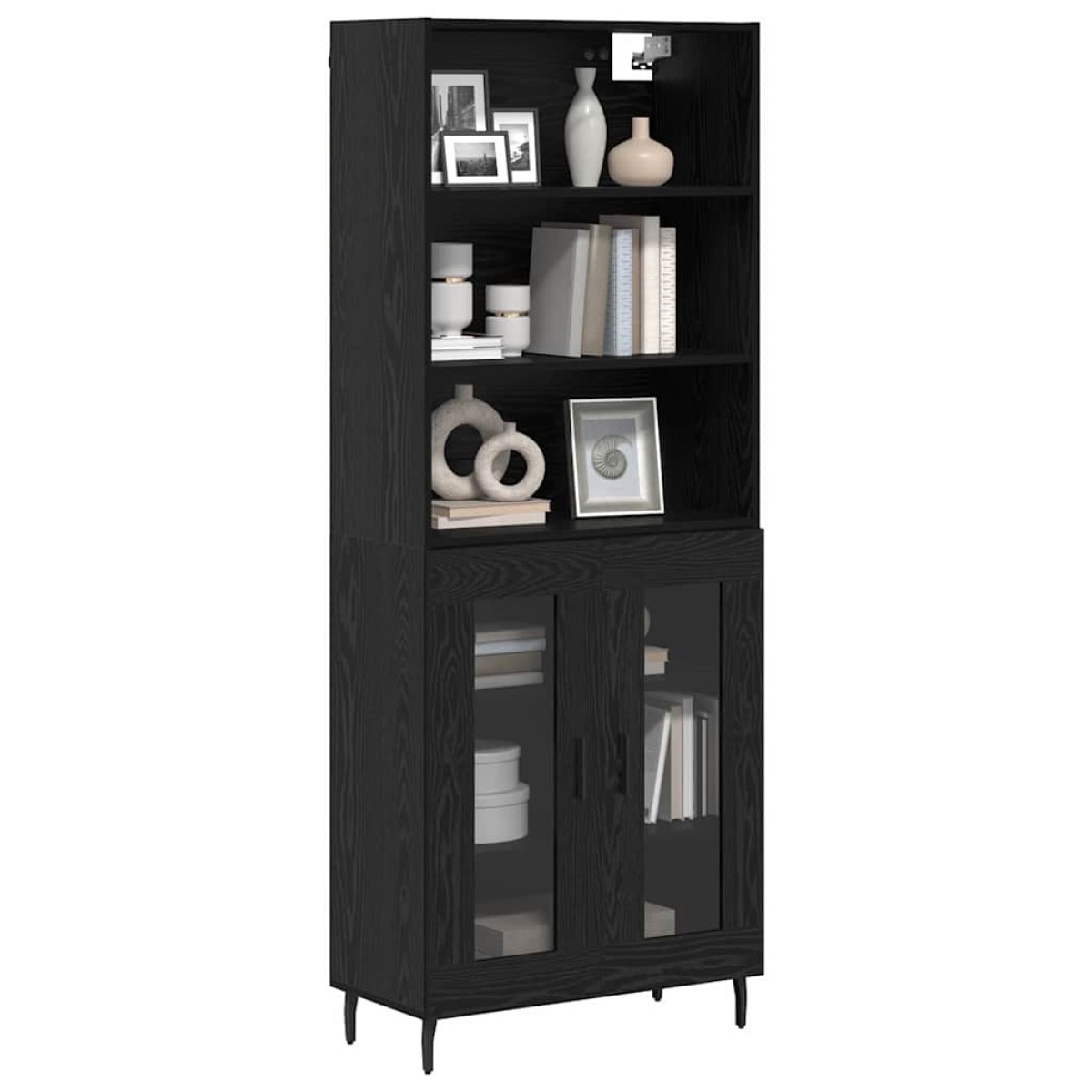vidaXL Highboard 2 τμχ. Μαύρη Οξυά 69,5 x 32,5 x 180 εκ