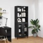 vidaXL Highboard 2 τμχ. Μαύρη Οξυά 69,5 x 32,5 x 180 εκ