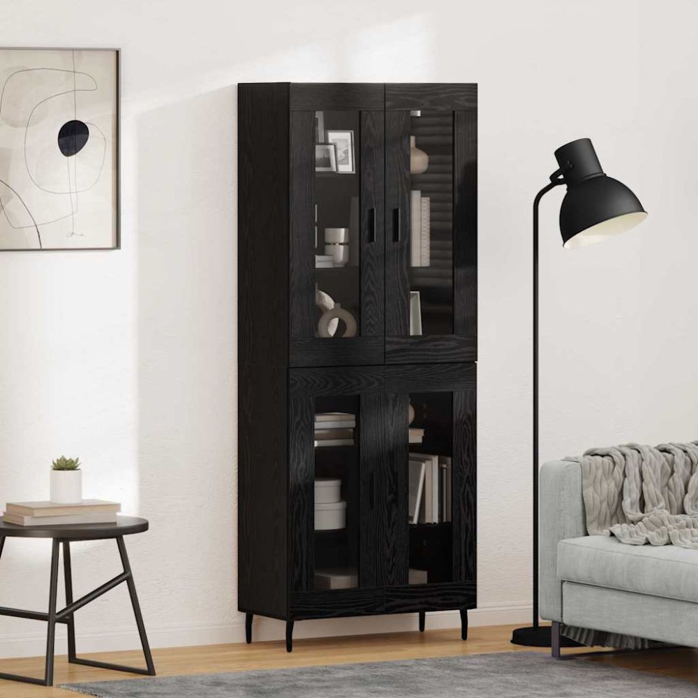 vidaXL Highboard 2 τμχ. Μαύρη Οξυά 69,5 x 34 x 180 εκ.