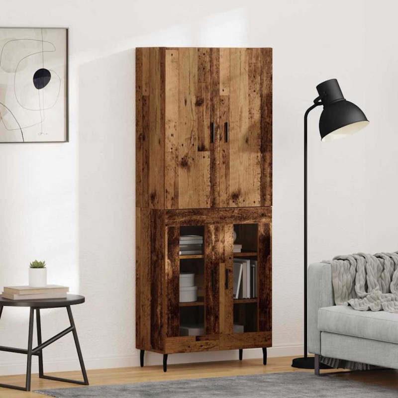vidaXL Highboard Παλαιό ξύλο 69,5 x 34 x 180 εκ. Επεξεργασμένο ξύλο