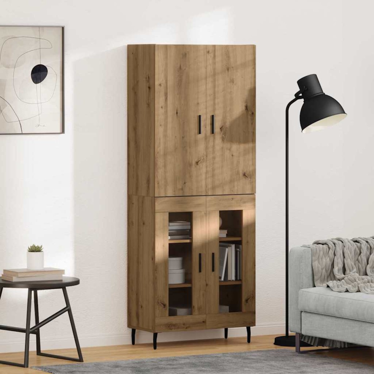 vidaXL Highboard 2 τμχ. Παλιό Ξύλο 69,5 x 34 x 180 εκ.