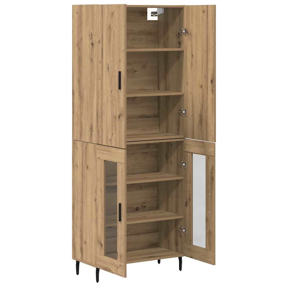 vidaXL Highboard 2 τμχ. Παλιό Ξύλο 69,5 x 34 x 180 εκ.