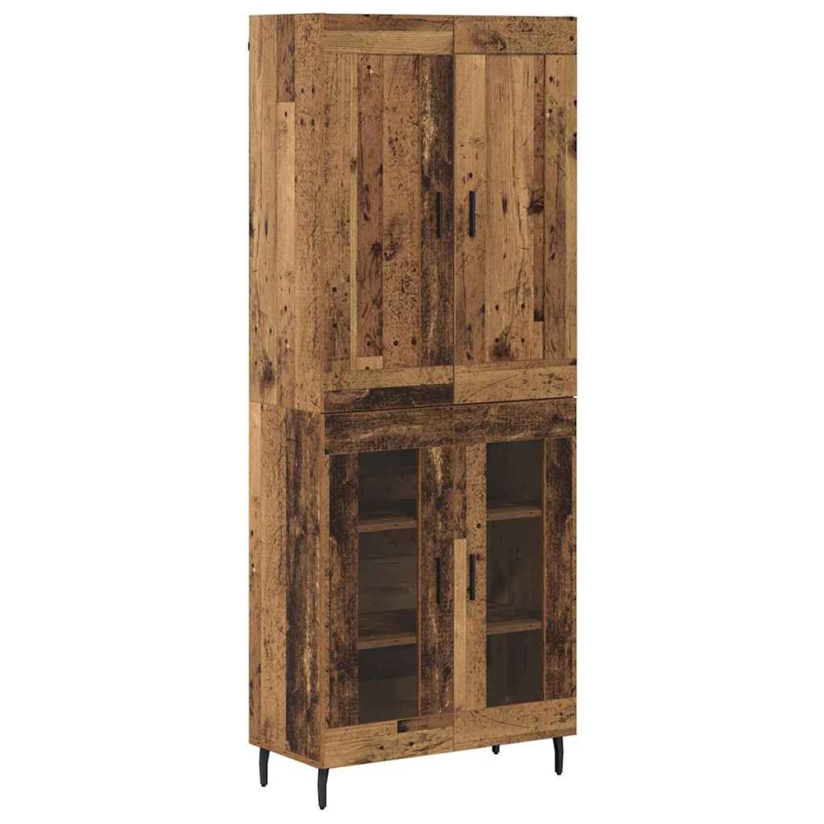 vidaXL Highboard 2 τμχ. Παλιό ξύλο 69,5 x 34 x 180 εκ.