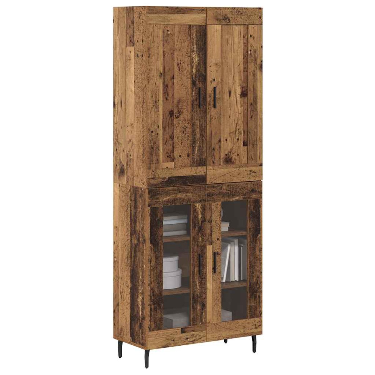 vidaXL Highboard 2 τμχ. Παλιό ξύλο 69,5 x 34 x 180 εκ.