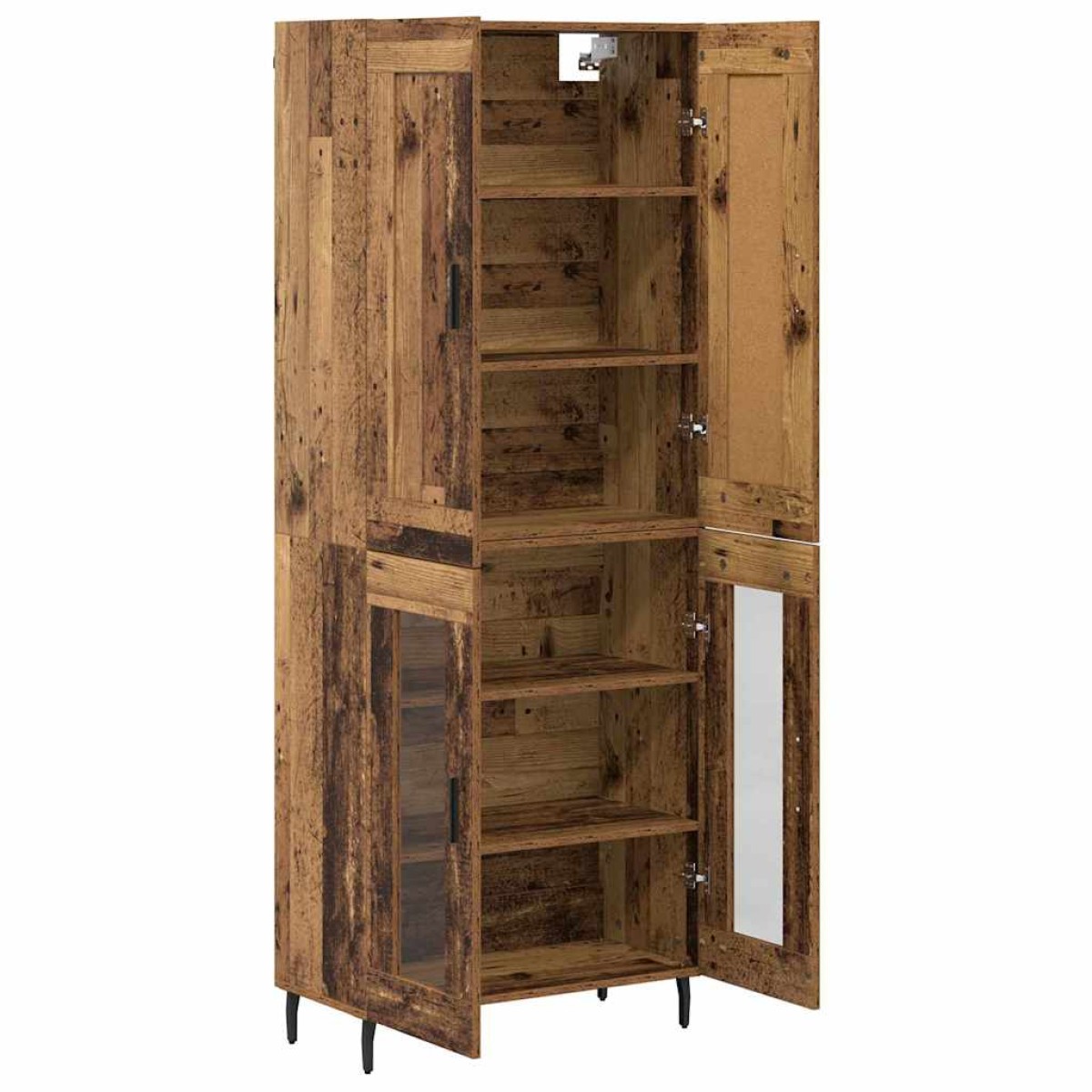 vidaXL Highboard 2 τμχ. Παλιό ξύλο 69,5 x 34 x 180 εκ.