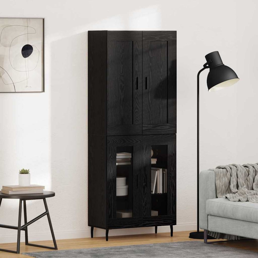 vidaXL Highboard 2 τμχ. Μαύρη Οξυά 69,5 x 34 x 180 εκ.