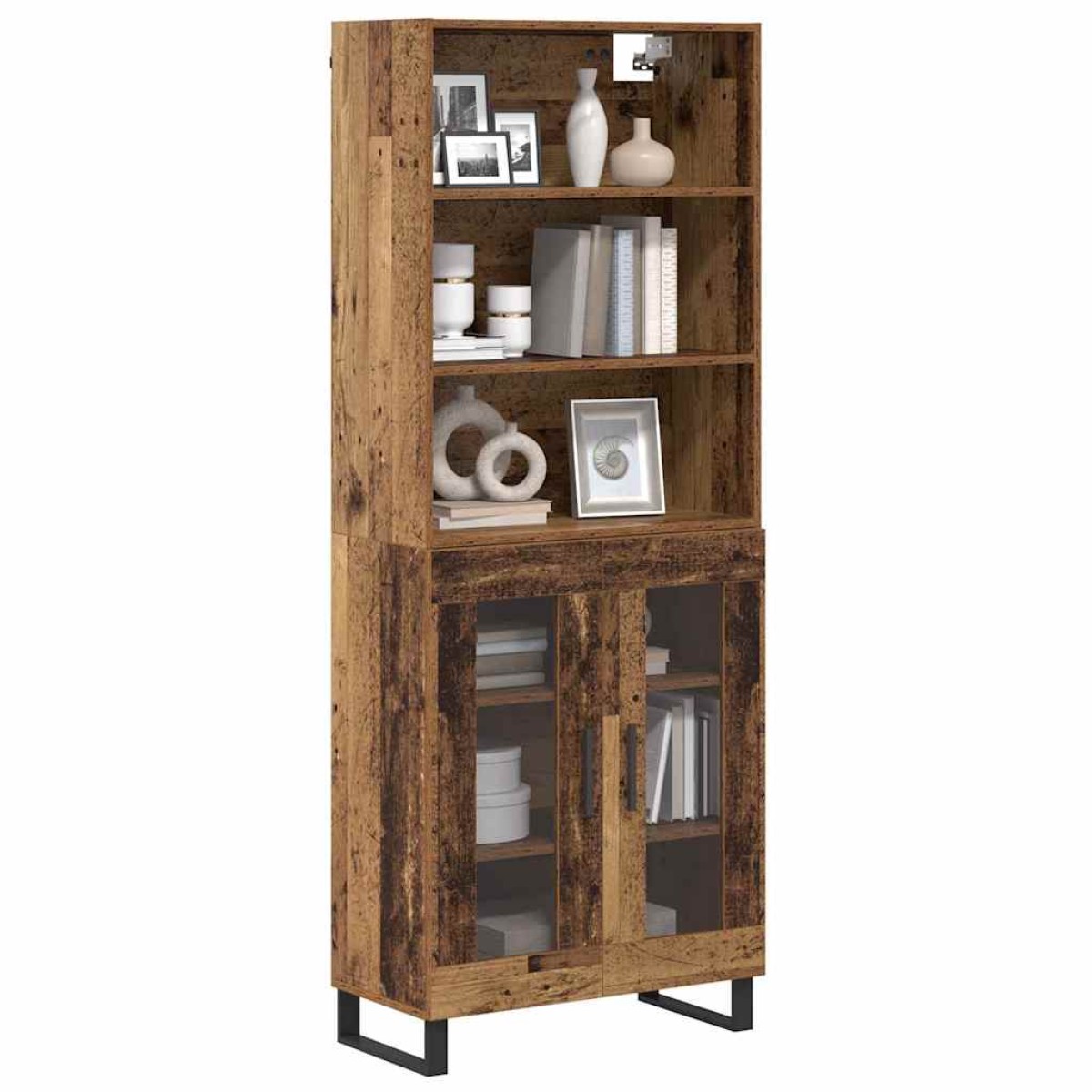 vidaXL Highboard 2 τμχ. Παλιό ξύλο 69,5 x 34 x 180 εκ.