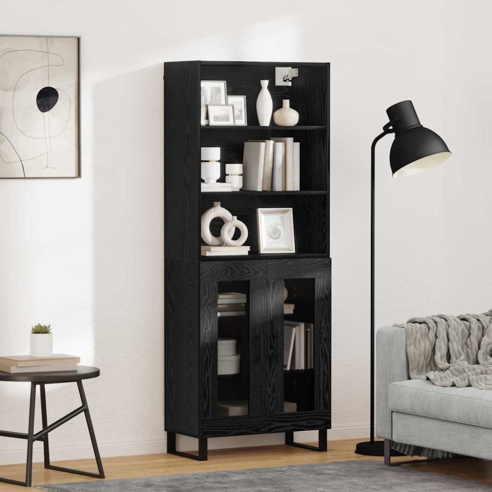 vidaXL Highboard 2 τμχ. Μαύρη Οξυά 69,5 x 34 x 180 εκ.