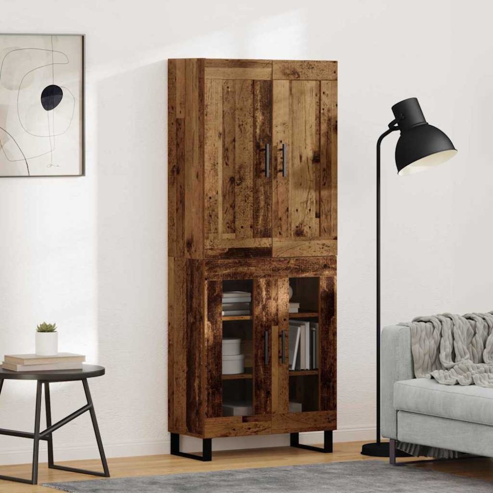 vidaXL Highboard 2 τμχ. Παλιό ξύλο 69,5 x 34 x 180 εκ.