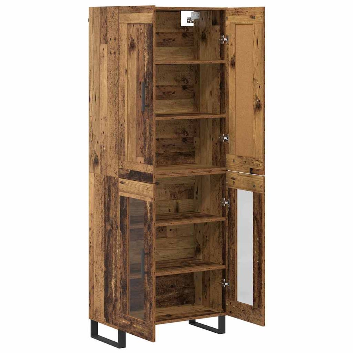 vidaXL Highboard 2 τμχ. Παλιό ξύλο 69,5 x 34 x 180 εκ.