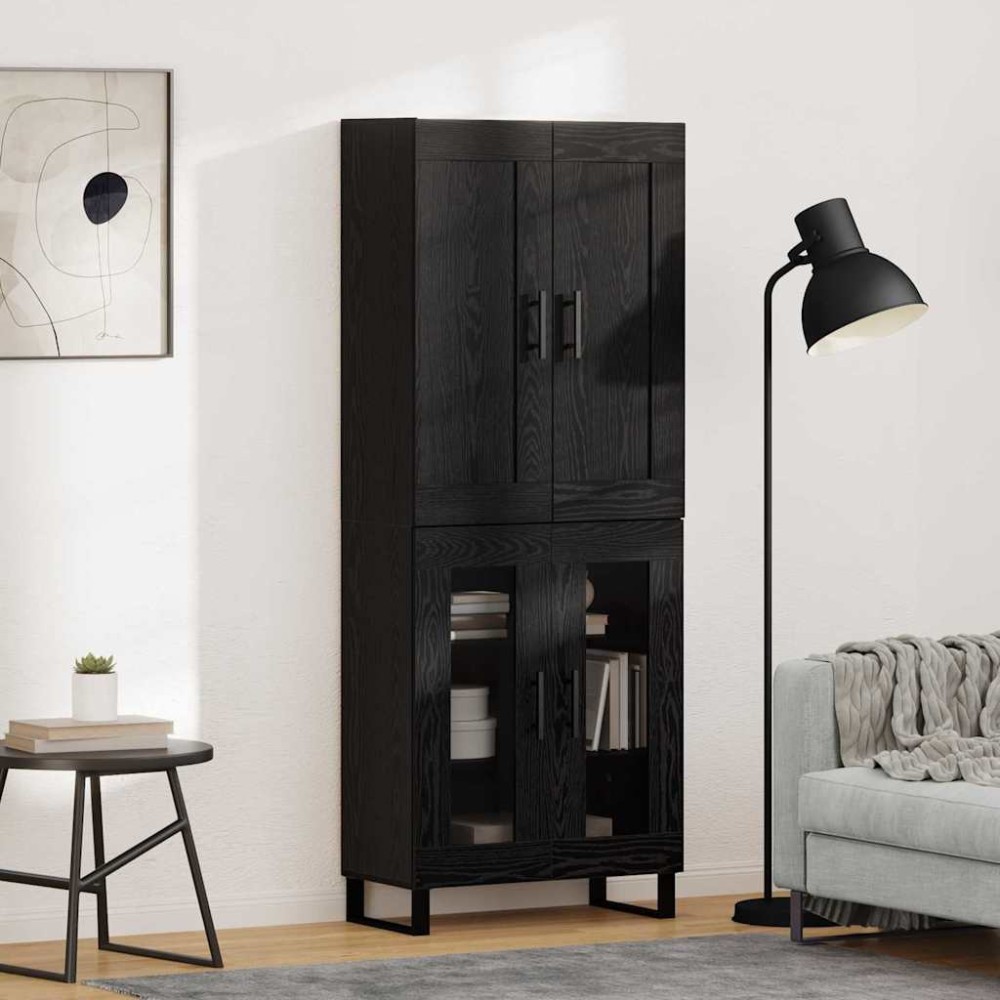 vidaXL Highboard 2 τμχ. Μαύρη Οξυά 69,5 x 34 x 180 εκ.