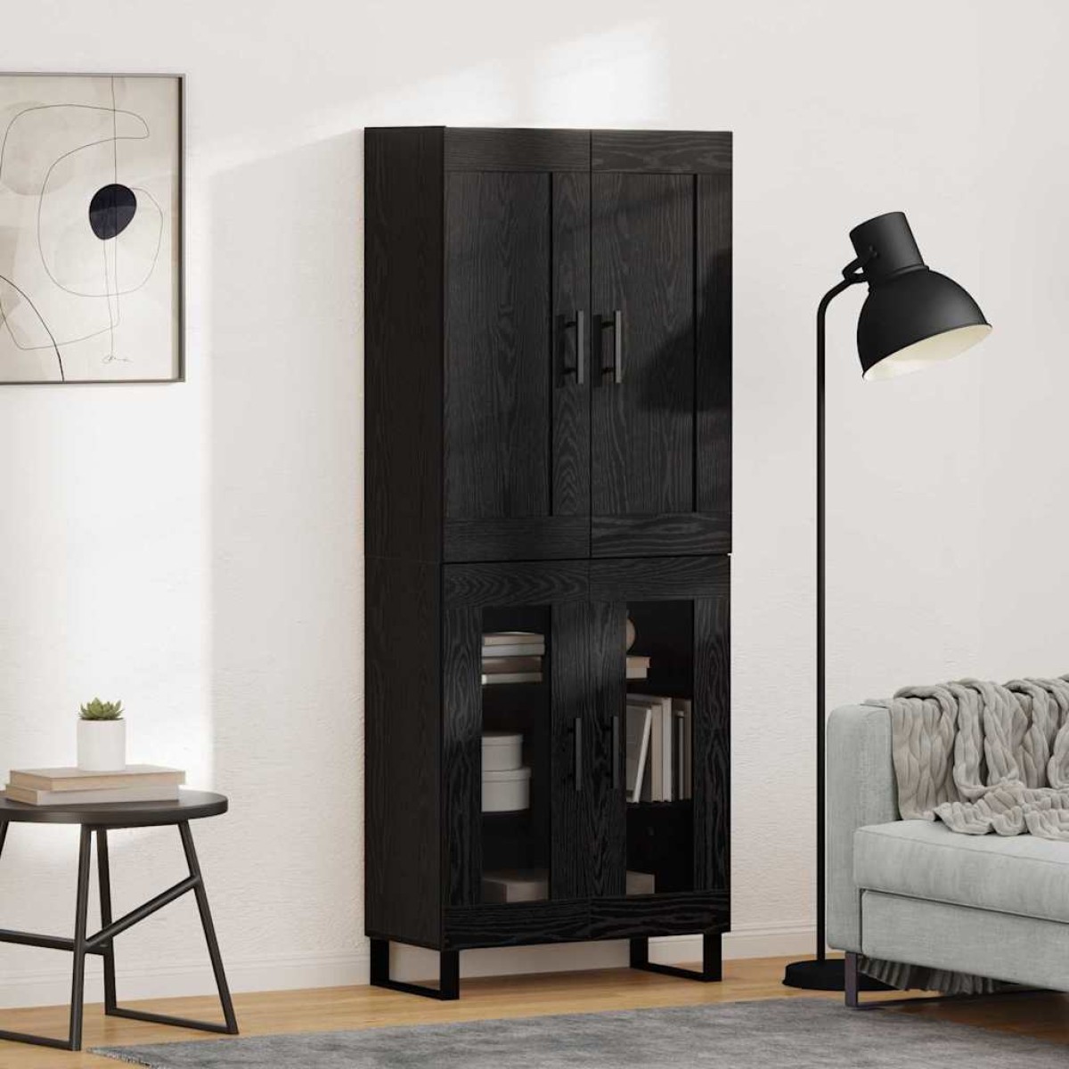 vidaXL Highboard 2 τμχ. Μαύρη Οξυά 69,5 x 34 x 180 εκ.