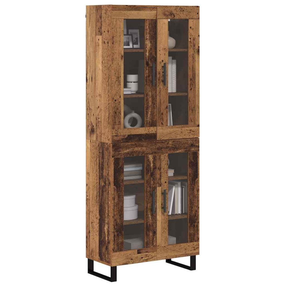 vidaXL Highboard 2 τμχ. Παλιό Ξύλο 69,5 x 34 x 180 εκ.