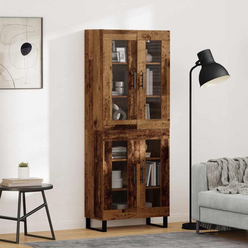 vidaXL Highboard 2 τμχ. Παλιό Ξύλο 69,5 x 34 x 180 εκ.