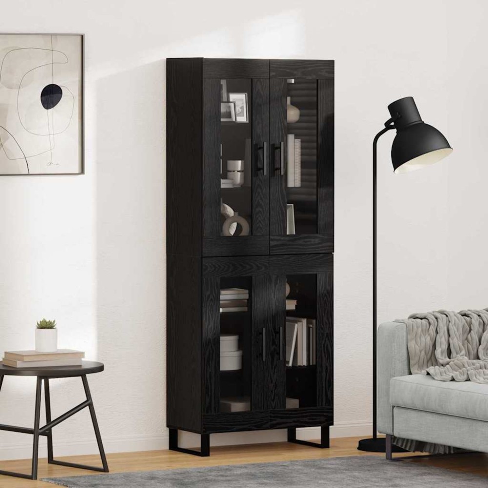 vidaXL Highboard 2 τμχ. Μαύρη Οξυά 69,5 x 34 x 180 εκ.