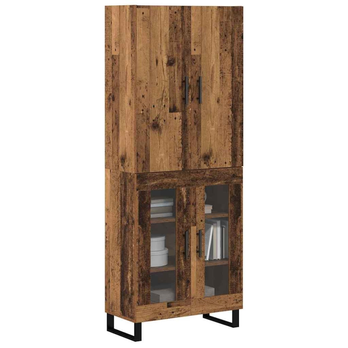 vidaXL Highboard 2 τμχ. Παλιό Ξύλο 69,5 x 34 x 180 εκ.