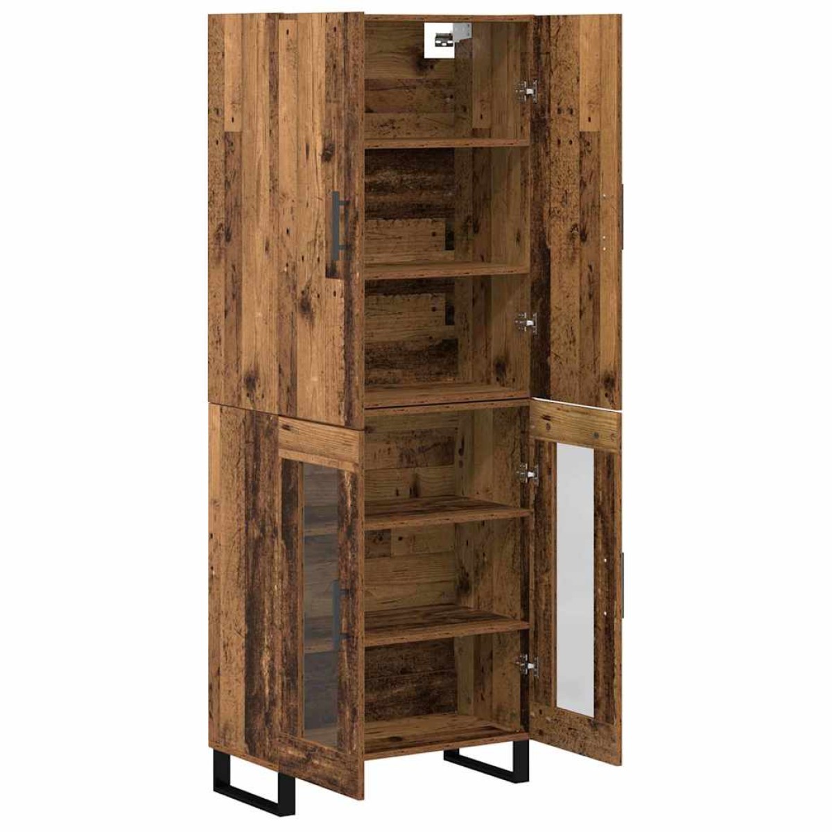 vidaXL Highboard 2 τμχ. Παλιό Ξύλο 69,5 x 34 x 180 εκ.